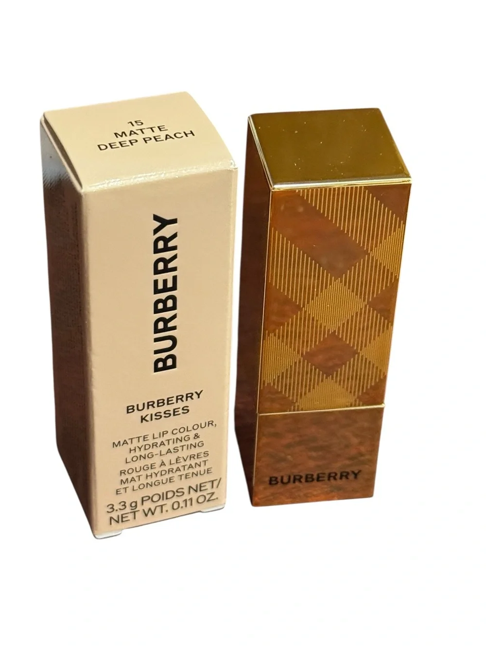 Burberry Kisses Matte Lipstick 15 Matte Deep Peach 3.3g 0.11oz New In Box